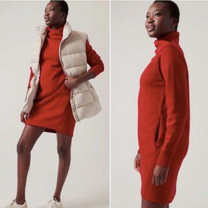 NWT Athleta Red Cozy Karma Mock Neck Dress Candy Red Sweatshirt Dress - 1X Plus